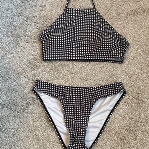 Aeropostale Black & White Gingham Bikini Top